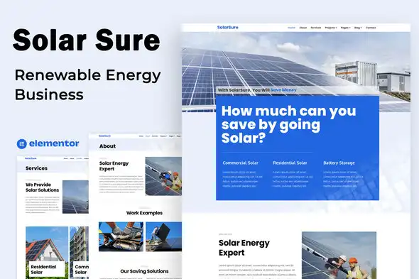 Solar Sure Renewable Energy Business Elementor Template Kit