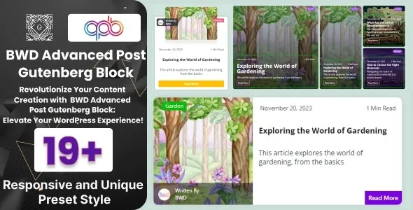 BWD Advanced Blog Post Block Plugin For Gutenbe
