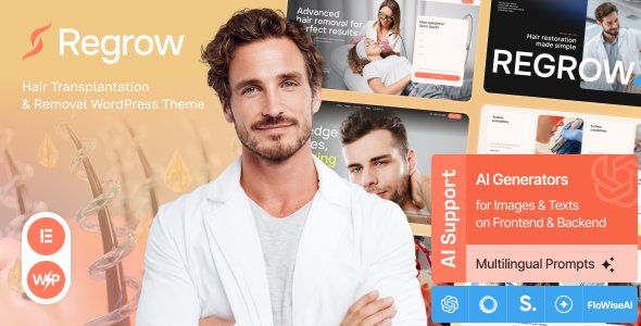 Regrow Hair Transplantation & Removal WordPress Theme