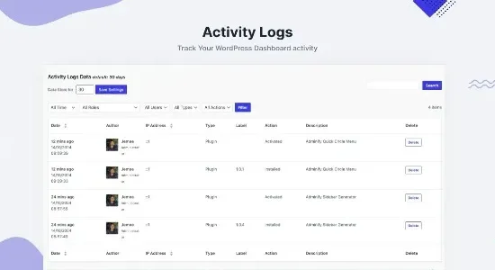 Adminify Pro Activity Logs