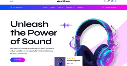 Audibee - Headphone Audio Store Shop WooCommerce Elementor Template Kit