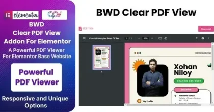 BWD Clear PDF View Addon For Elementor