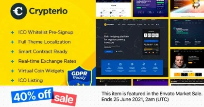 Crypterio – ICO Landing Page and Cryptocurrency WordPress Theme