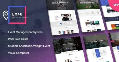 Event EM4U - Multiple Event Booking Conference Ticket, QR Code Calendar WordPress Theme
