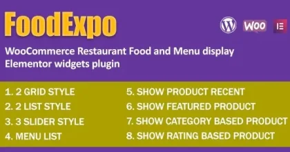 FoodExpo – WooCommerce Restaurant Food Menu display Elementor widgets plugin