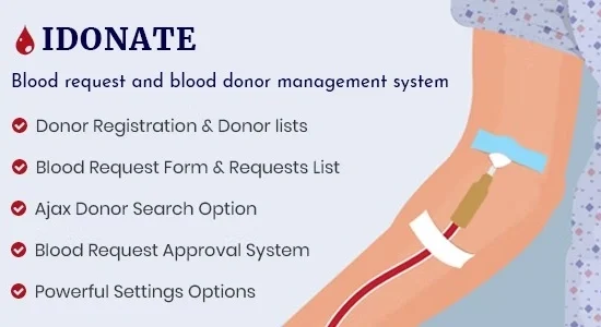 IDonatePro Blood Donation, Request And Donor Management WordPress Plugin