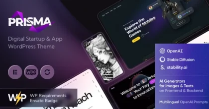 Prisma - Digital Startup & App WordPress Theme + AI