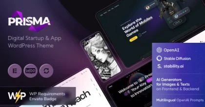 Prisma – Digital Startup & App WordPress Theme + AI