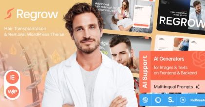 Regrow Hair Transplantation & Removal WordPress Theme
