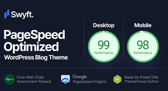 Swyft PageSpeed Optimized WordPress Blog Theme