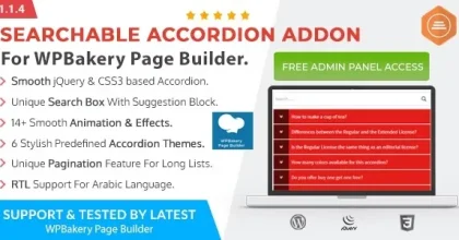 Ultimate Searchable Accordion – WPBakery Page Builder Addon