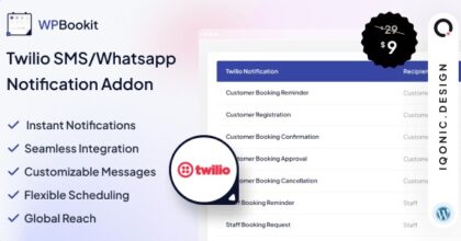 WPBookit Twilio SMS, WhatsApp Notification Addon