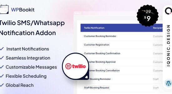 WPBookit Twilio SMS, WhatsApp Notification Addon