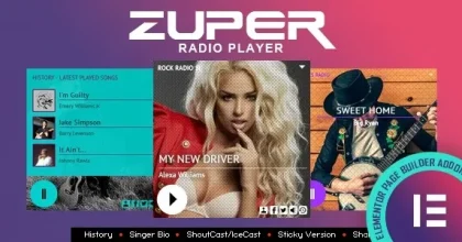 Zuper – Shoutcast and Icecast Radio Player With History Elementor Widget Addon