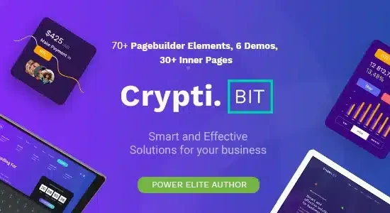 CryptiBIT Technology, Cryptocurrency, ICO IEO Landing Page WordPress theme